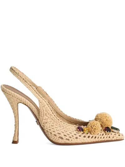 Dolce & Gabbana 105m Pompom-detail Pumps In Neutral