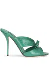 Dolce & Gabbana Bow Detail Mules In 8d528 Emerald/green