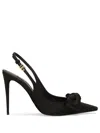 Dolce & Gabbana Mun 105 Satin Slingback Pumps With Bow In Schwarz