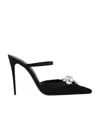 Dolce & Gabbana Dolce  Gabbana Embellished Pointed Toe Satin Mules In Black