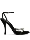 Dolce & Gabbana Keira 105 Satin Sandals With Gemstone Embellishments In Black