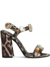 Dolce & Gabbana Satin Sandals With Gemstone Embellishment In Neutrals