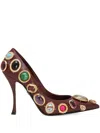Dolce & Gabbana 105mm Jewel-embellished Pointed-toe Pumps In Brown