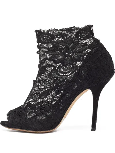 Pre-owned Dolce & Gabbana 105mm Lace-trim Sandals