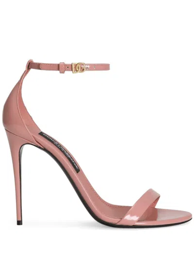 Dolce & Gabbana Sandalen Aus Leder 105mm In Rosa