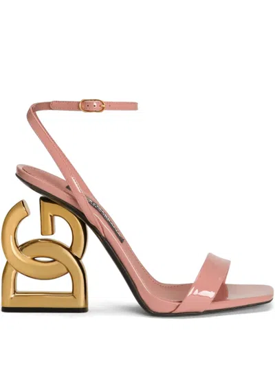 Dolce & Gabbana 105mm Leather Sandals In Pink