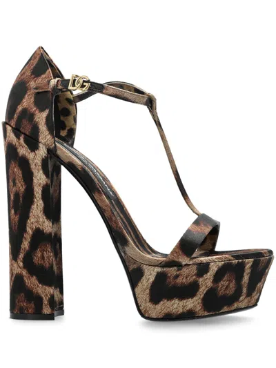 Dolce & Gabbana 105mm Leopard-print Sandals In Brown