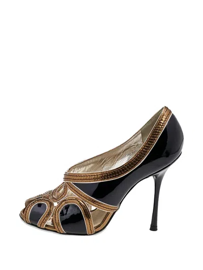 Pre-owned Dolce & Gabbana 105mm Patent Leather Heeled Pumps In Black