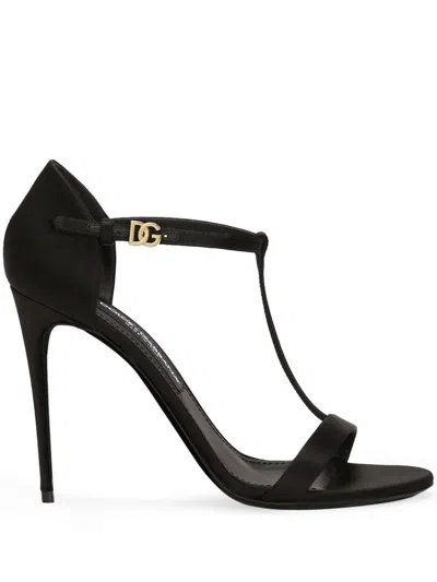 DOLCE & GABBANA 105MM SATIN T-BAR SANDALS