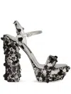 Dolce & Gabbana Sequined Platform Sandals In Silver