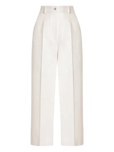 DOLCE & GABBANA COTTON-LINEN BLEND TROUSERS