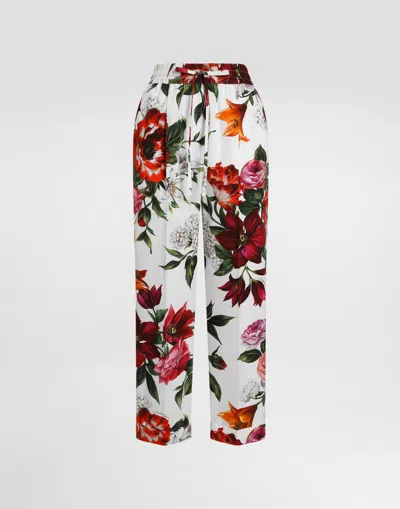 DOLCE & GABBANA FLOWER-PRINT POPLIN TROUSERS
