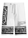 Dolce & Gabbana Majolica-print Knee Length Bermuda Shorts With Side And Back Pockets In White