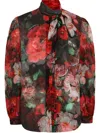 Dolce & Gabbana Shirt With Bow In Chiffon With Floral Print