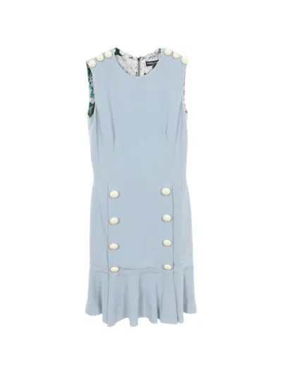 Pre-owned Dolce & Gabbana 10s Sleeveless Ruffled Dress In Blue