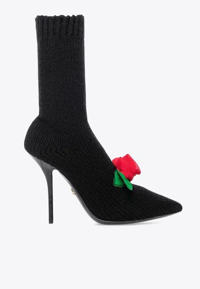 Dolce & Gabbana Black Stiletto Heels Mid Calf Boots Shoes