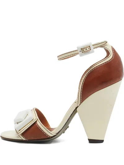 Pre-owned Dolce & Gabbana 110mm Leather Sandals In Brown