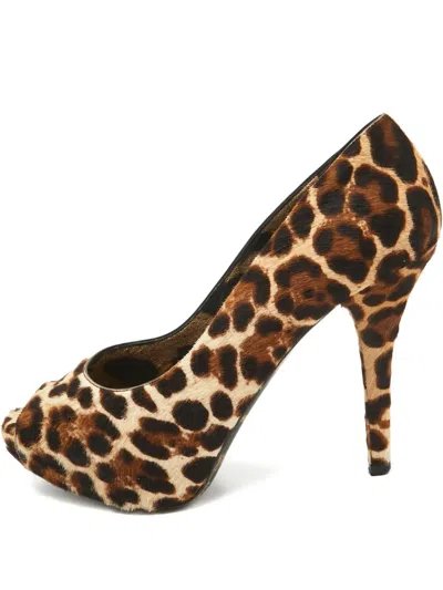 Pre-owned Dolce & Gabbana 110mm Leopard-print Peep-toe Pumps