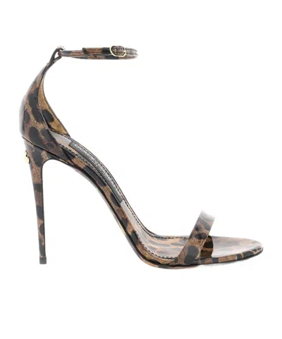 DOLCE & GABBANA DOLCE  GABBANA LEOPARD PRINTED ANKLE STRAP SANDALS