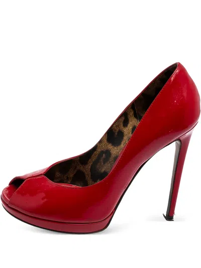 Pre-owned Dolce & Gabbana 110mm Patent Peep-toe Heels