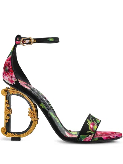 DOLCE & GABBANA 115MM FLORAL-PRINT SANDALS