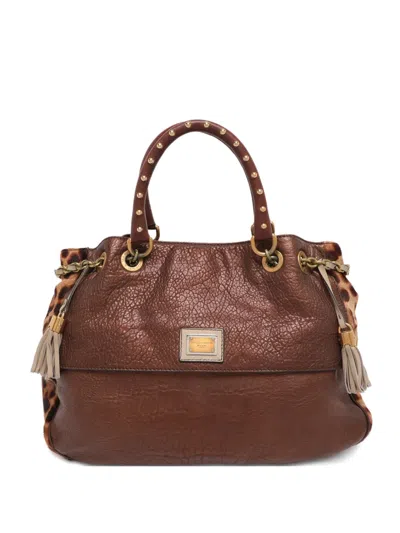Pre-owned Dolce & Gabbana アニマルプリント タッセル ハンドバッグ