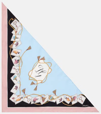 Dolce & Gabbana Silk Square Scarf Lightweight Printed Edges In Multi