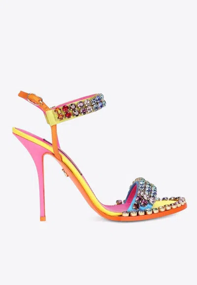 Dolce & Gabbana 120 Crystal-embellished Leather Sandals In Multicolor