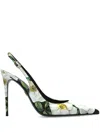 Dolce & Gabbana Printed Leather Slingback Pumps In White