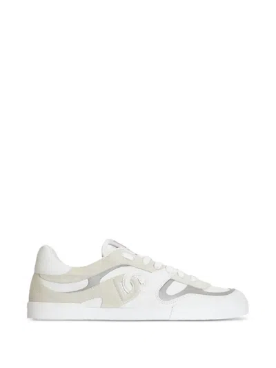 Dolce & Gabbana White And Ice Nappa Calfskin And Suede Portofino Sneakers