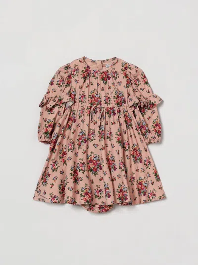 Dolce & Gabbana Babies'  Girl's Floral Print Cotton Dress And Bloomers Two-piece Set In Brown