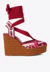 Dolce & Gabbana Printed Brocade Fabric Wedge Sandals In Multicolor