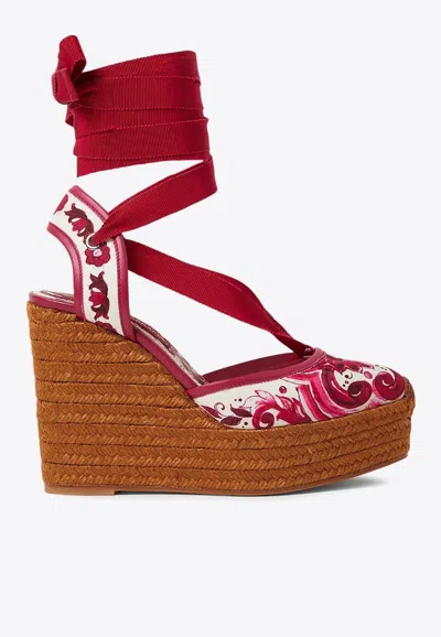 DOLCE & GABBANA 130 PRINTED BROCADE WEDGE PUMPS