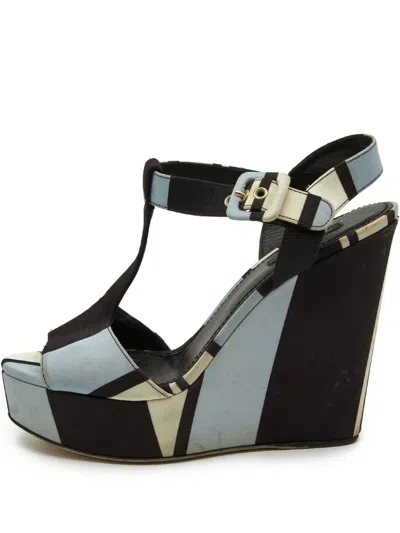 Pre-owned Dolce & Gabbana 130mm T-strap Wedge Sandals