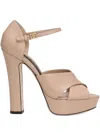 Dolce & Gabbana 135mm Crossover Platform Sandals In Neutral