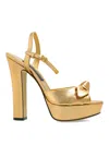 Dolce & Gabbana Metallic Leather Platform Sandals In Gold