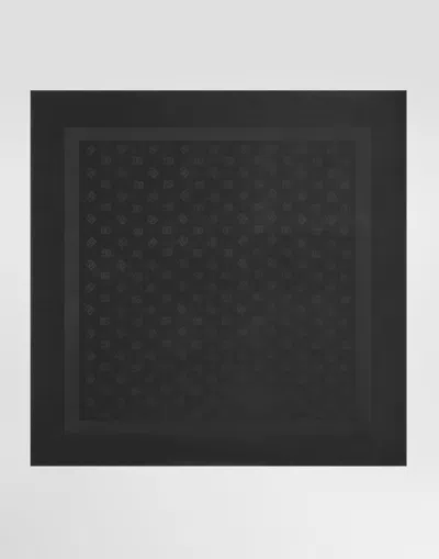 Dolce & Gabbana 135x135 Silk Stole With Logo Jacquard� In Grey