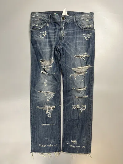 Pre-owned Dolce & Gabbana 14 Classic Destroyed Denim Jeans In Blue