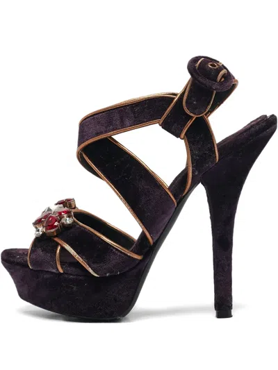 Pre-owned Dolce & Gabbana 140mm Velvet-finish Sandals
