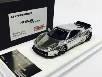 Pre-owned Dolce & Gabbana 1/43 D&g Ms Davis & Giovanni Lb Widebody Ferrari 458 Chrome Silver