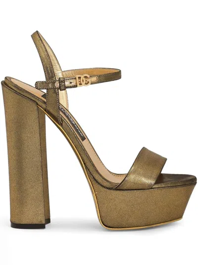 Dolce & Gabbana 145mm Logo Sandals In Brown