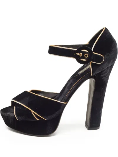 Pre-owned Dolce & Gabbana 145mm Velvet Sandals