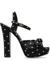 Dolce & Gabbana Keira Embellished Polka-dot Satin Sandals In Black
