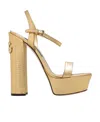Dolce & Gabbana Foiled Craquelé Calfskin Platform Sandals In Nude