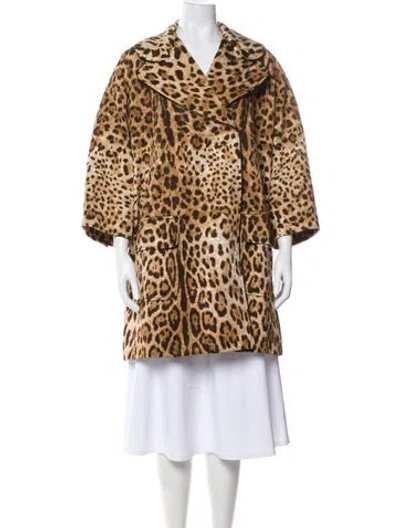 Pre-owned Dolce & Gabbana 155 Mercer St New York Animal Print Faux Fur Coat In Neutral