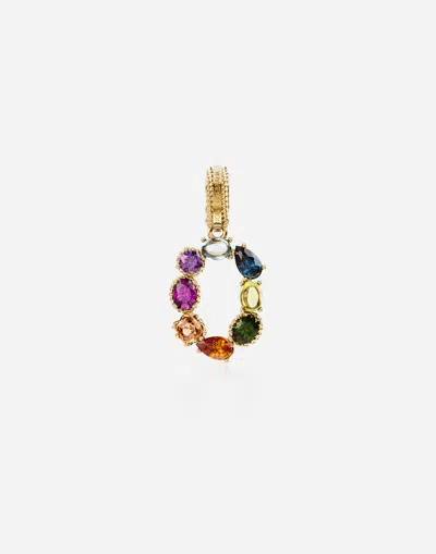 Dolce & Gabbana 18 Kt Yellow Gold Rainbow Pendant With Multicolor Finegemstones Representing Number 0 Yellow Gold Fe