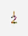 Dolce & Gabbana 18 Kt Yellow Gold Rainbow Pendant With Multicolor Finegemstones Representing Number 2 Yellow Gold Fe In Yellow Gold