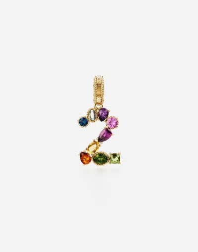 Dolce & Gabbana 18 Kt Yellow Gold Rainbow Pendant With Multicolor Finegemstones Representing Number 2 Yellow Gold Fe