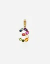 Dolce & Gabbana 18 Kt Yellow Gold Rainbow Pendant With Multicolor Finegemstones Representing Number 3 Yellow Gold Fe In Yellow Gold
