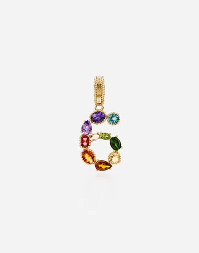 Dolce & Gabbana 18 Kt Yellow Gold Rainbow Pendant With Multicolor Finegemstones Representing Number 6 Yellow Gold Fe
